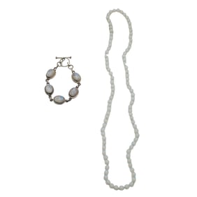 (2 pcs) Beaded Opaline Necklace and Bracelet