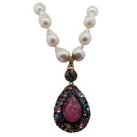 Baroque Pearl and Crystal Necklace