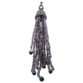 Vintage Labradorite Beaded Tassel Necklace