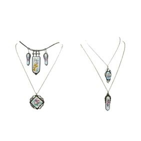 (5 pcs) Antique Silver and Enamel Jewelry