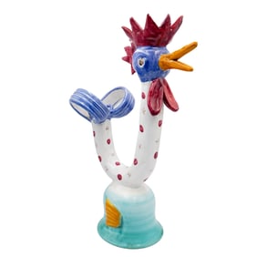 Vietri Solimene Italian Rooster Ceramic Candle Holder