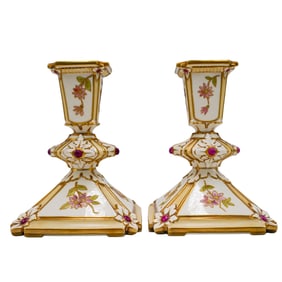 Pair Of G&C Porcelain Candle Holders