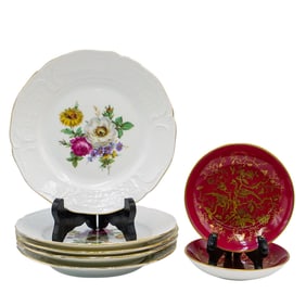 (7 pc) Coalport and Rosenthal Porcelain Saucers