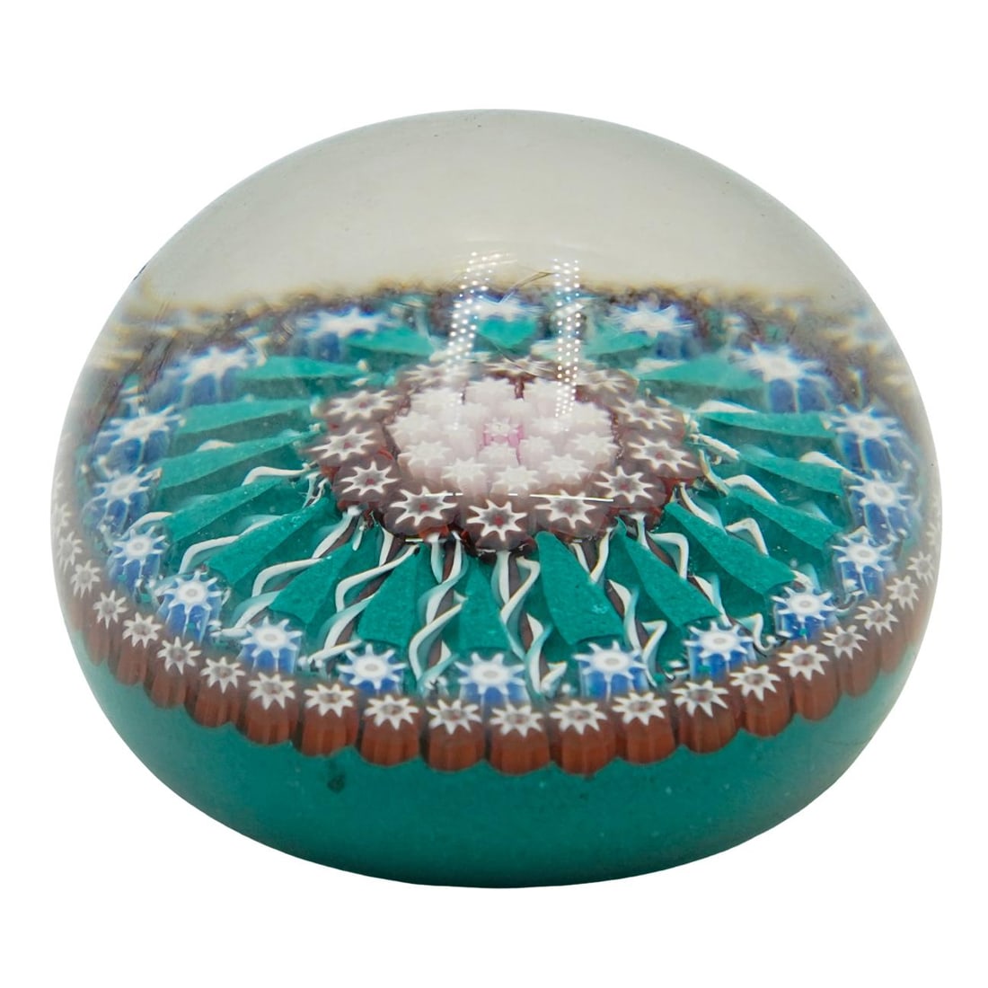 Perthshire Paperweights (1968-2001, Scotland) Glass "Millefiori" Paperweight: Perthshire Paperweights (1968-2001, Scotland) Glass "Millefiori" PaperweightScotland, 20th centuryPerthshire Paperweights (Crieff Scotland, 1968-2001) art glass paperweight in the "Mill