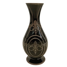 Antique Glass with Silver Overlay Vase