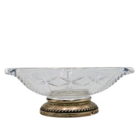 Sterling Silver Duncan & Miller "Three Feathers" Glass Dish