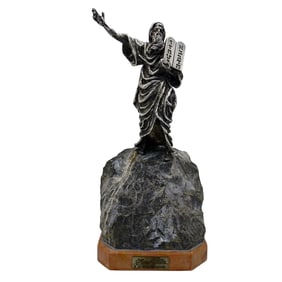 Yaacov Heller (Israeli, 1941) Silver Overlaid Moses Statue