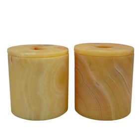 Pair of Alabaster Candle Holders