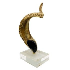 Mounted Shofar Horn Table Figurine