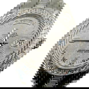 Rolex Day-Date Meteorite and Platinum Watch REF#189562: Rolex Day-Date Meteorite and Platinum Watch REF#1895622013, SwissThis rare Rolex Day-Date Platinum Masterpiece is in very good condition and is made of platinum. The dial is a stunning meteorite dial