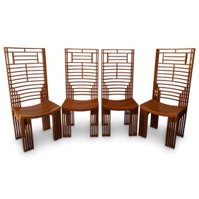 (4 Pc) Miguel Rodrigo Architectural Wooden Chairs