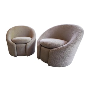 Pair Of Miranda Kerr Boucle Swivel Club Chairs