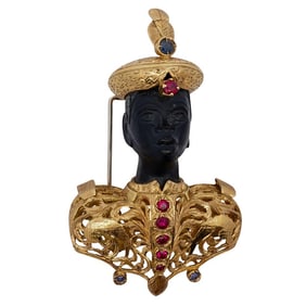 18k Gold Blackamoor Brooch
