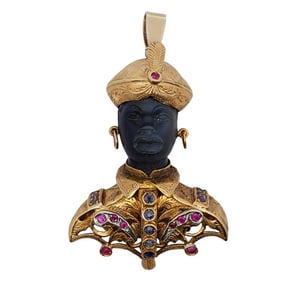 18k Gold Blackamoor Pendant