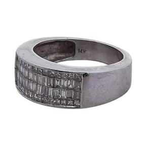 14k White Gold and Diamond Band Ring
