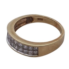 Signed 14k Yellow Gold and Diamond Band