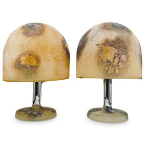 Pair of Alfredo Barbini Murano Scavo Glass Table Lamps