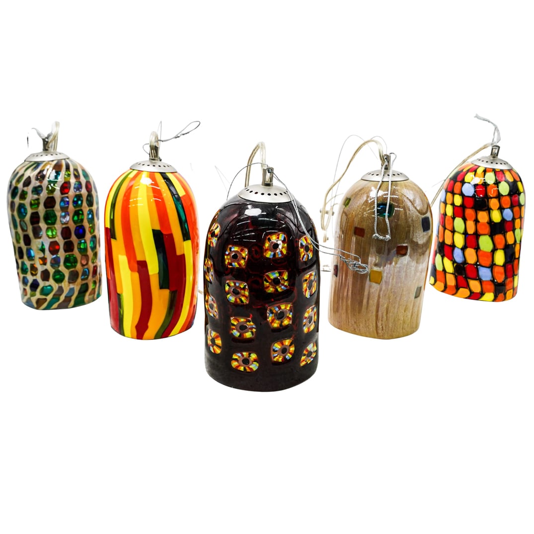 (5 Pc) Murano Glass Pendant Lights (1 of 8)