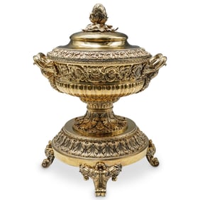 Exceptional Odiot French Silver-Gilt Tureen, Cover, & Stand