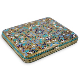 Russian Silver Gilt & Cloisonne Cigarette Case