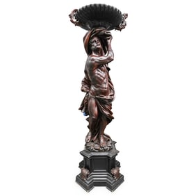 Monumental Neoclassical Carved Wood Sculpture