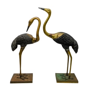 Pair Bronze Cranes