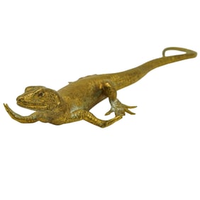 Franz Bergmann (1861-1936, Austrian) Gilt Bronze and Ruby Skink Figure.