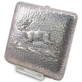 Russian Hammered Silver Cigarette Case