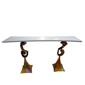 Postmodern Sculptural Metal Console Table