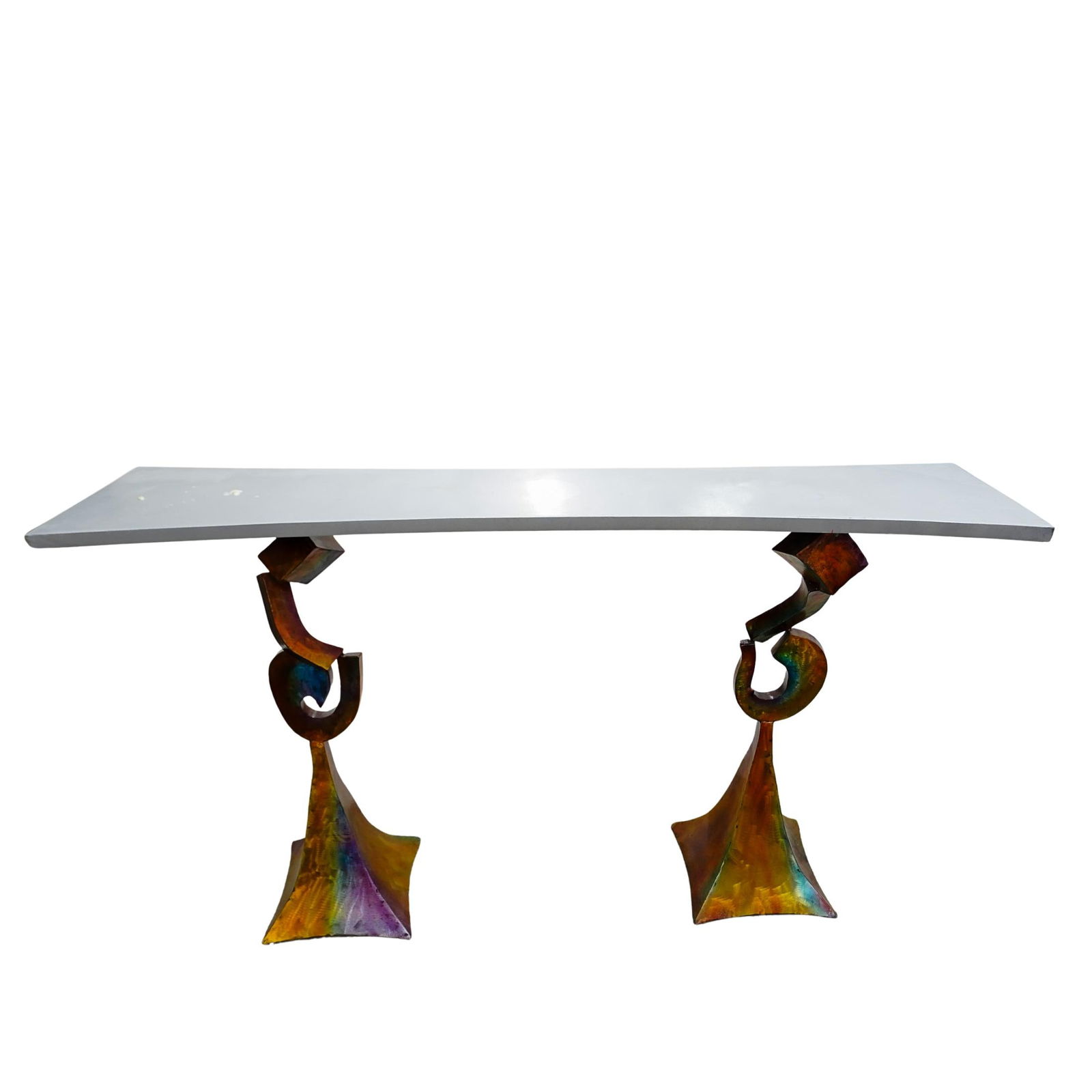 Postmodern Sculptural Metal Console Table (1 of 9)