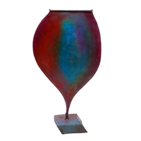 Abstract Iridescent Brushed Metal Vase
