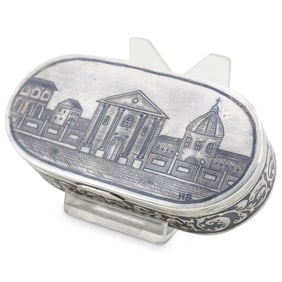 Russian Silver Niello Snuff Box