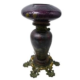 Antique Amethyst Glass and Bronze Lamp