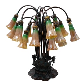 Tiffany Style Bronze and Glass Table Lamp