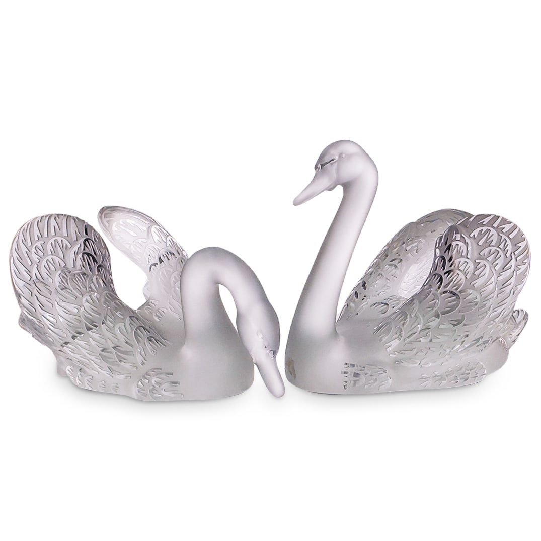 Lalique Crystal Swans On Oval Water Mirror (1 of 11)