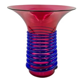 Signed Art Glass Coil Vase