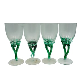 (4 Pc) Krosno Jozefina Art Glass Wine Glasses