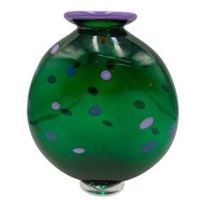 Signed Green Art Glass Vase