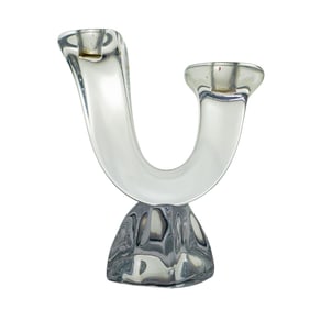 (2 Pcs) Val St. Lambert Centerpiece and Candlestick