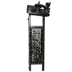 Antique Japanese Abalone and Wood Panel