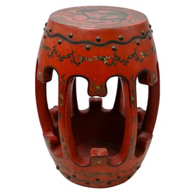 Vintage Chinese Lacquered Stool