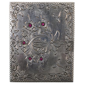 Antique 800 Silver and Garnet Compact Case