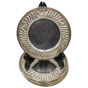 (8 Pcs) European Raised Silver Bread Plates w/Monogram