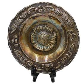 Antique Small Silver Floral Plate
