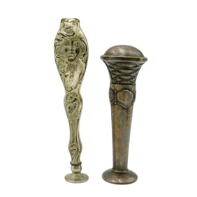 (2 Pcs) Antique Sterling Silver Wax Seal Stamps