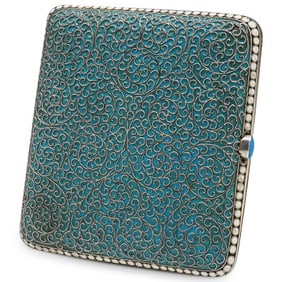 Russian Gilt-Silver Enamel Cigarette Case