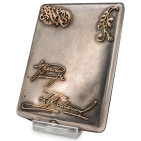 Russian Gold Mounted Silver Cigarette Case