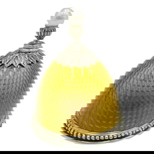 Imperial Russian Faberge Silver Perfume Bottle: Imperial Russian Faberge Silver Perfume BottleLate 19th to early 20th century, RussiaIt has a bell-like shape with a golden, textured body, a silver base and top, and a pearl bead at the very top. The