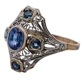 Antique Faberge Era, Platinum, Gold and Sapphire Ring