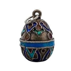 Faberge Michael Perchin Silver and Enamel Egg Pendant